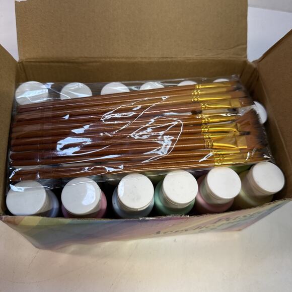 Pastel Acrylic Paint Set with 12 Brushes, 24 Pastel Colors (59Ml, 2Oz) Art Craft - Picture 6 of 6